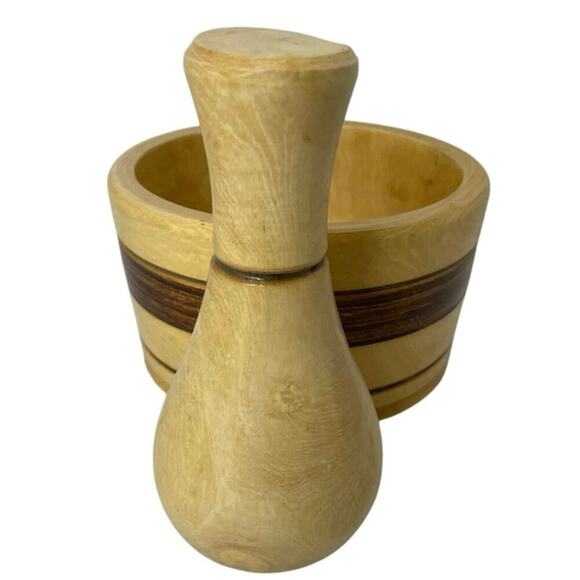 WOODEN MORTAR/PESTLE MADE IN PERU HERBS GRINDER SPICE KITCHENWARE VERSATILE - Picture 4 of 13